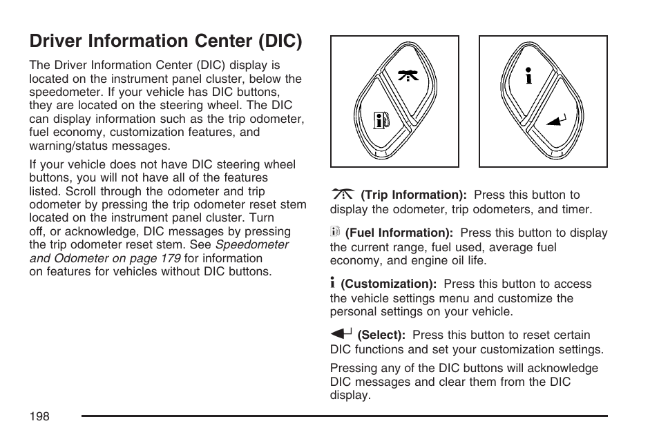 Driver information center (dic) | Buick 2007 Rainier User Manual | Page 198 / 534