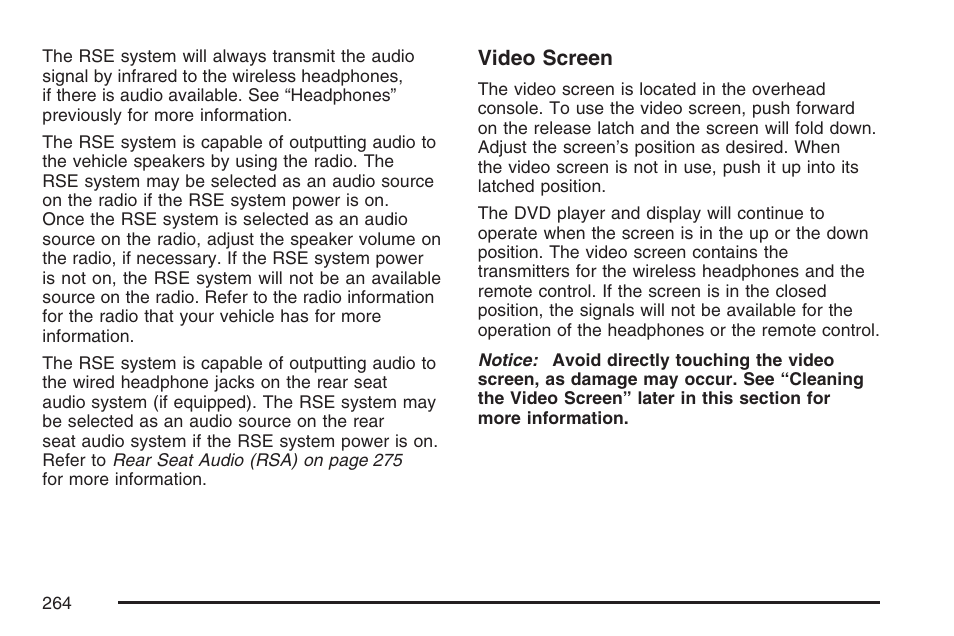Video screen | Buick 2007 Rainier User Manual | Page 264 / 534