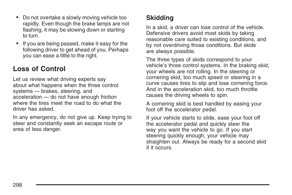 Loss of control | Buick 2007 Rainier User Manual | Page 298 / 534