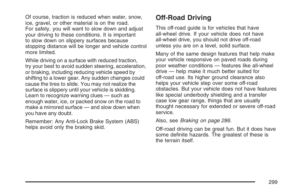 Off-road driving | Buick 2007 Rainier User Manual | Page 299 / 534