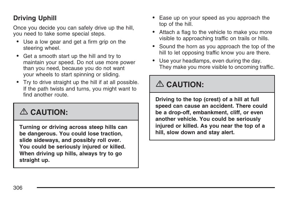 Caution | Buick 2007 Rainier User Manual | Page 306 / 534
