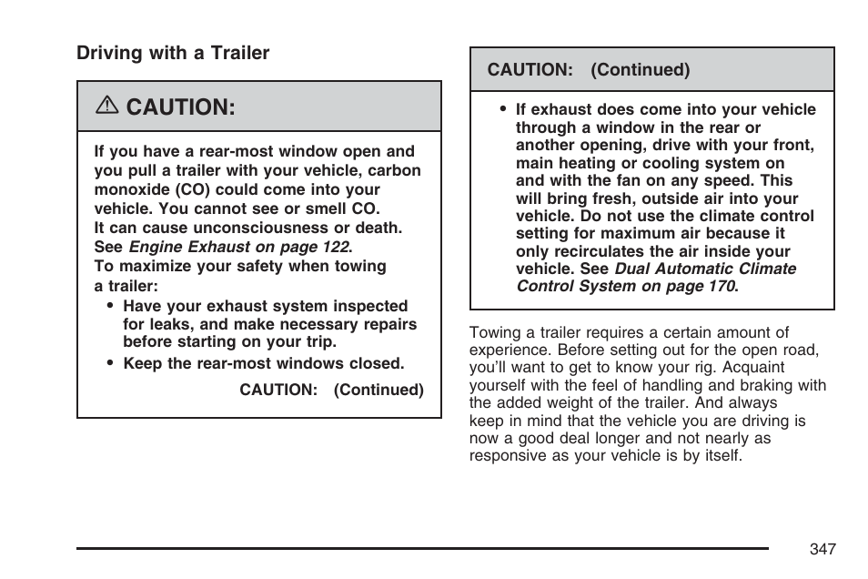 Caution | Buick 2007 Rainier User Manual | Page 347 / 534