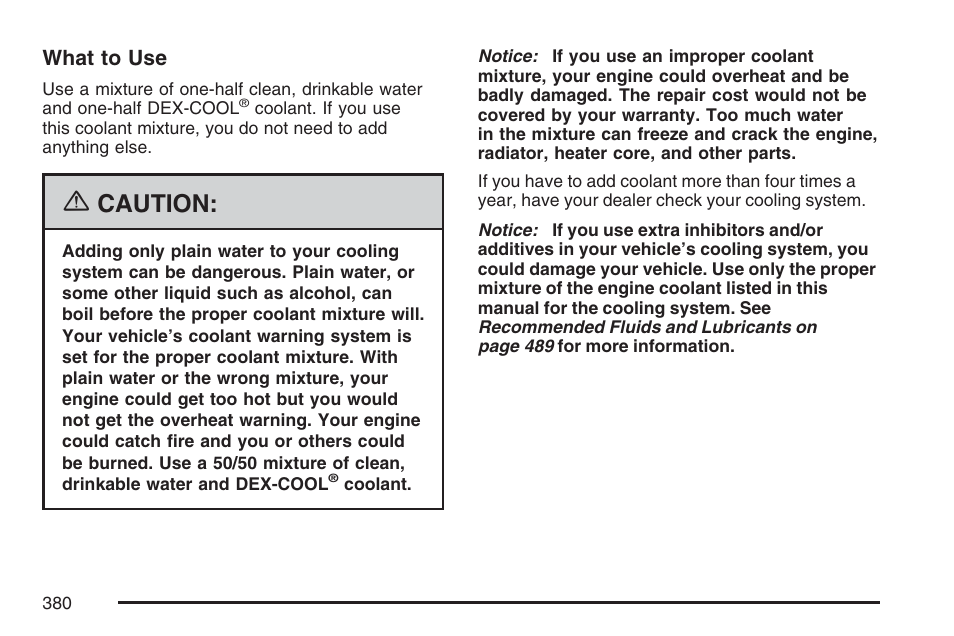 Caution | Buick 2007 Rainier User Manual | Page 380 / 534