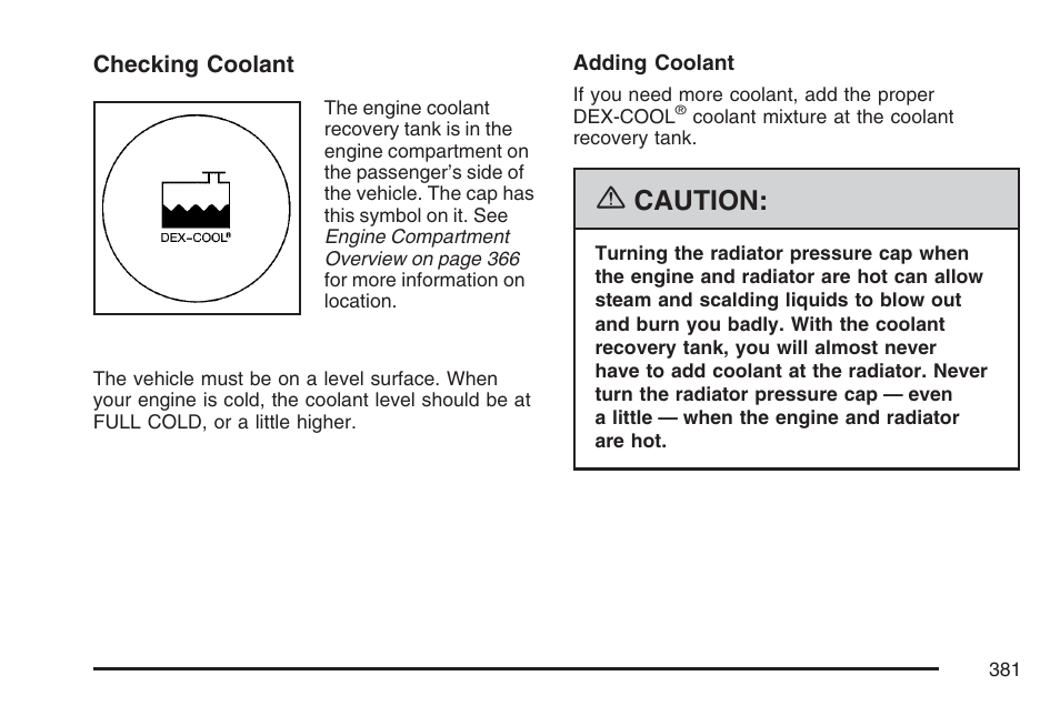 Caution | Buick 2007 Rainier User Manual | Page 381 / 534