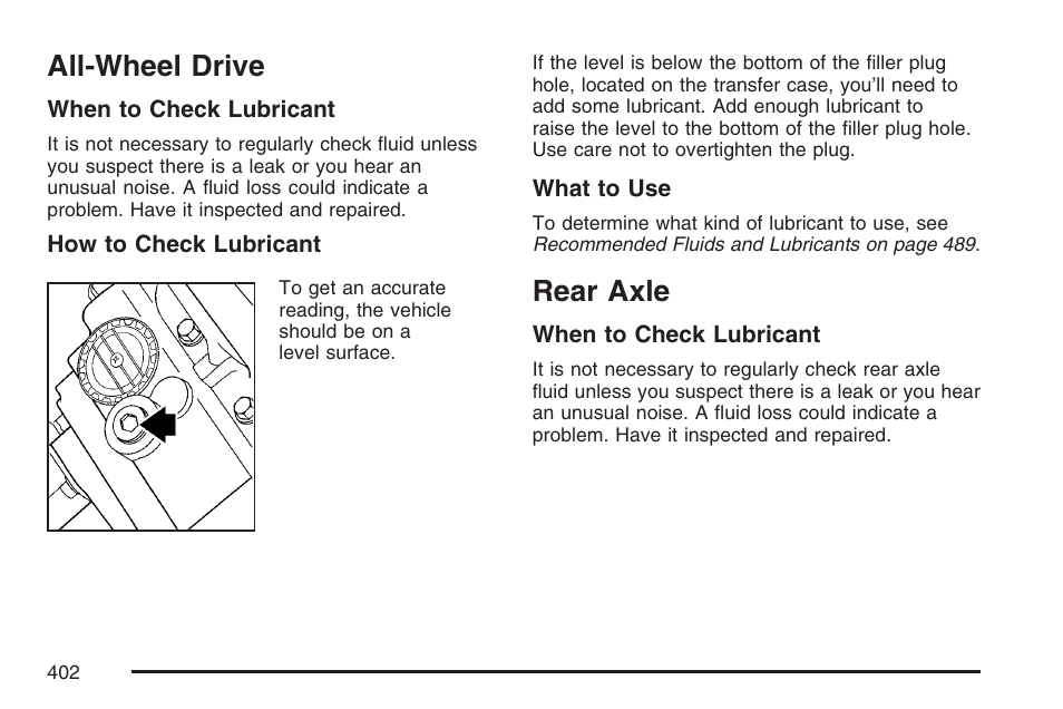 All-wheel drive, Rear axle | Buick 2007 Rainier User Manual | Page 402 / 534