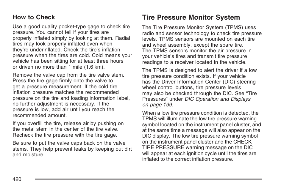 Tire pressure monitor system | Buick 2007 Rainier User Manual | Page 420 / 534