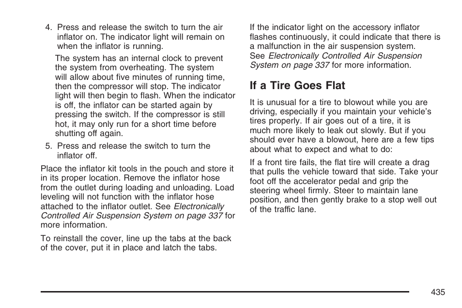 If a tire goes flat | Buick 2007 Rainier User Manual | Page 435 / 534