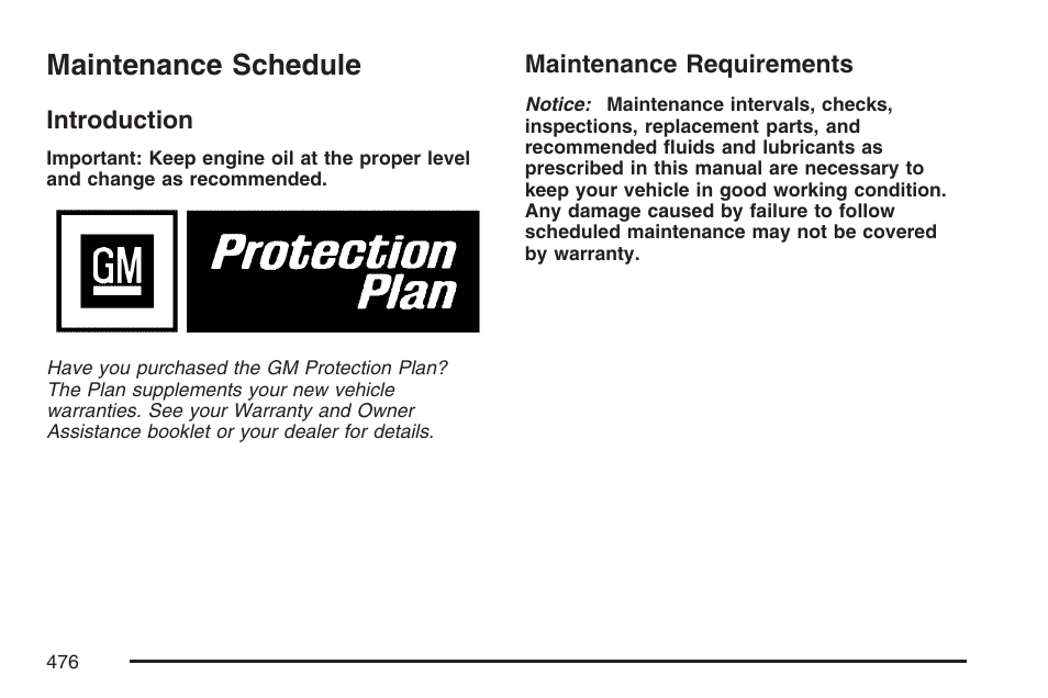Maintenance schedule, Introduction, Maintenance requirements | Introduction maintenance requirements | Buick 2007 Rainier User Manual | Page 476 / 534
