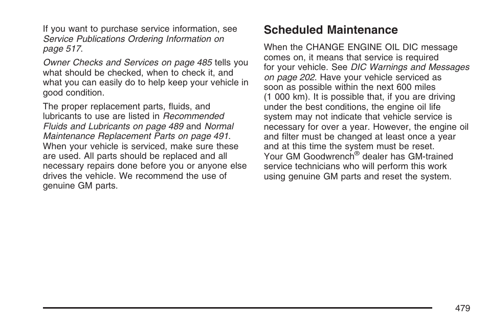 Scheduled maintenance | Buick 2007 Rainier User Manual | Page 479 / 534