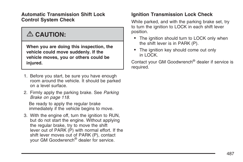 Caution | Buick 2007 Rainier User Manual | Page 487 / 534