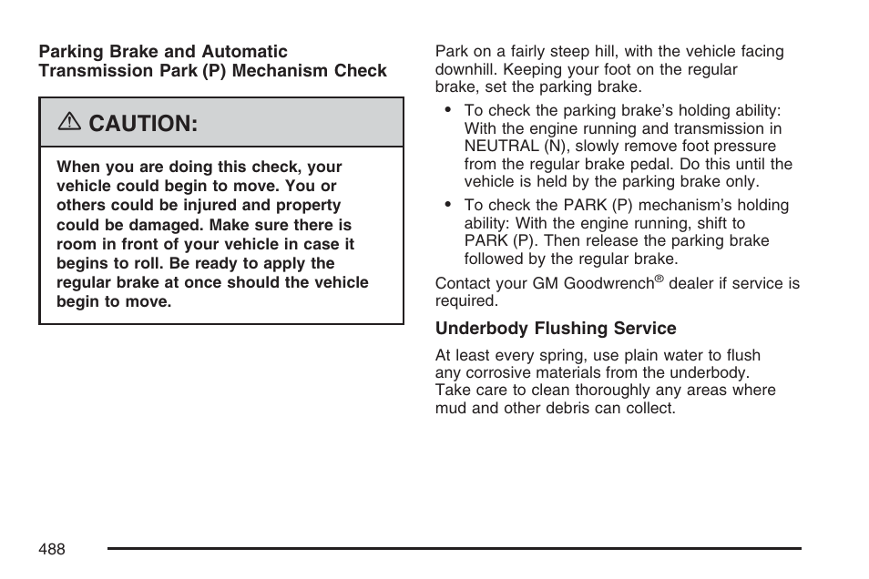 Caution | Buick 2007 Rainier User Manual | Page 488 / 534