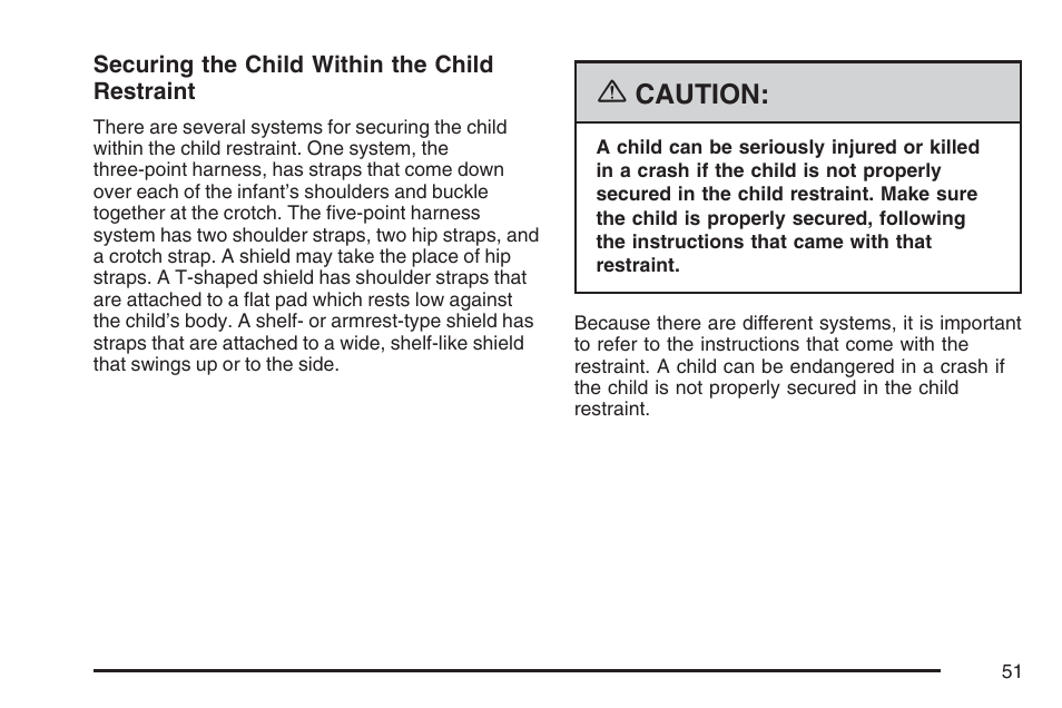 Caution | Buick 2007 Rainier User Manual | Page 51 / 534