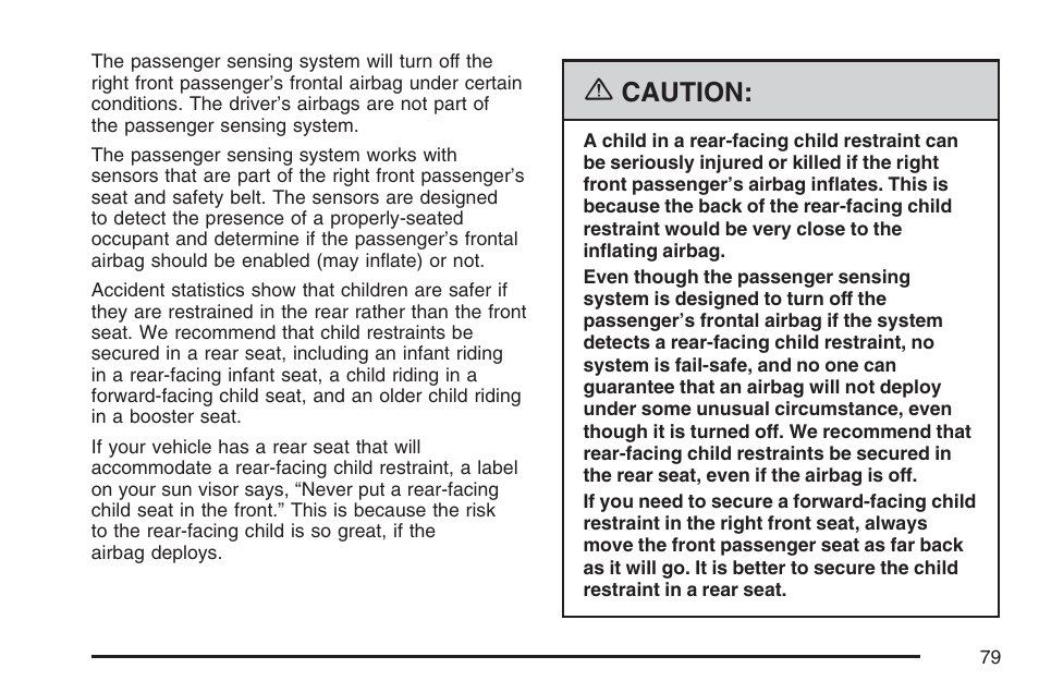 Caution | Buick 2007 Rainier User Manual | Page 79 / 534
