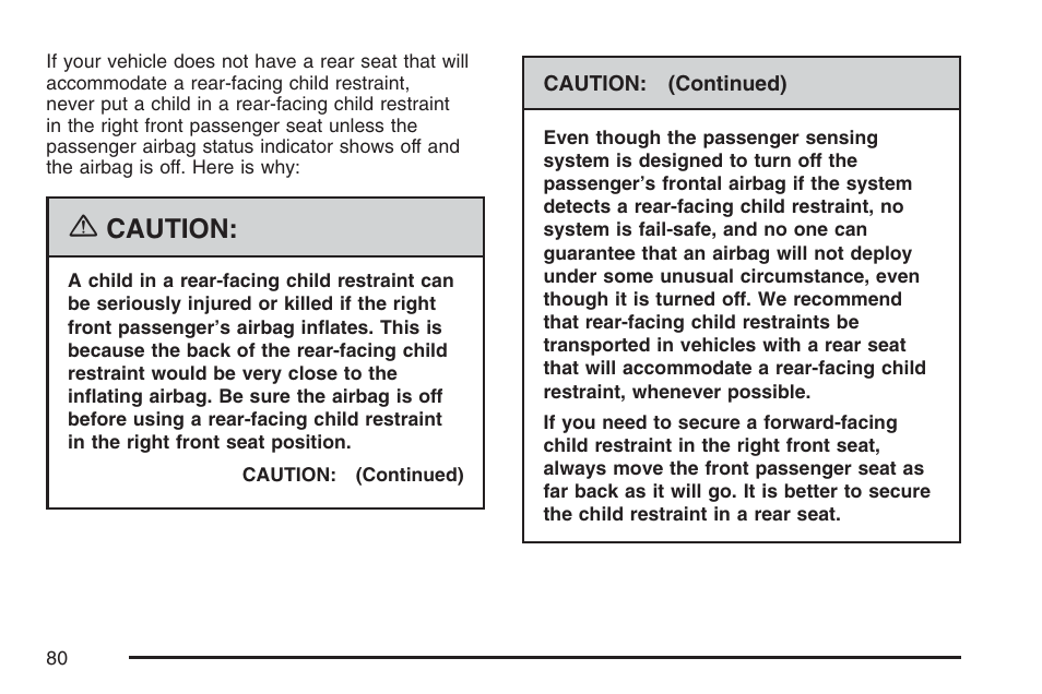 Caution | Buick 2007 Rainier User Manual | Page 80 / 534