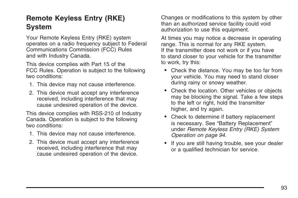 Remote keyless entry (rke) system | Buick 2007 Rainier User Manual | Page 93 / 534