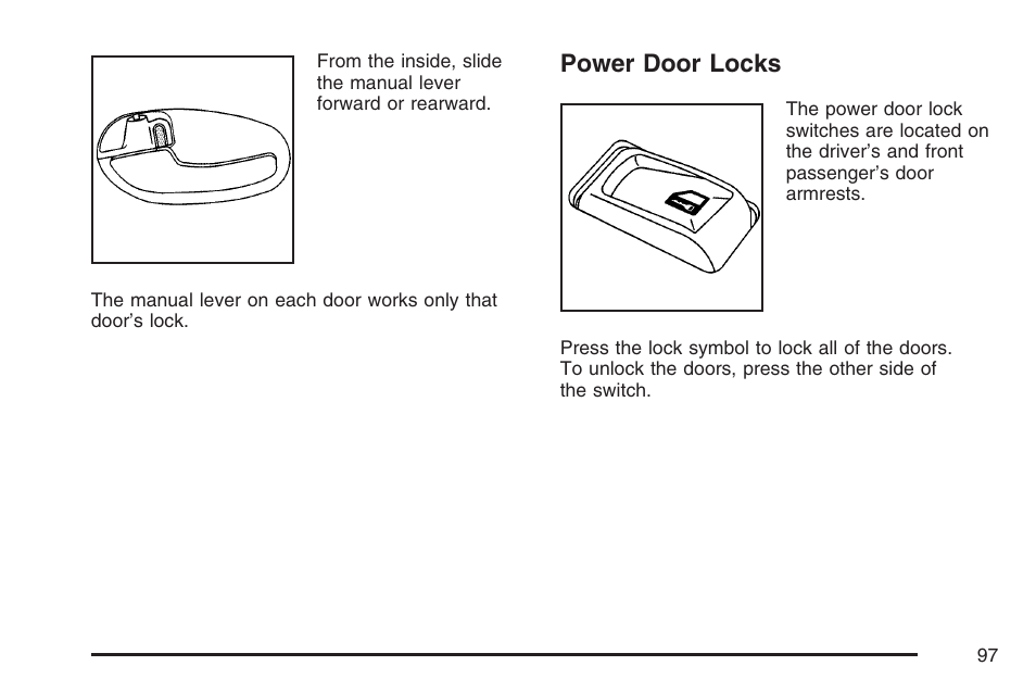 Power door locks | Buick 2007 Rainier User Manual | Page 97 / 534
