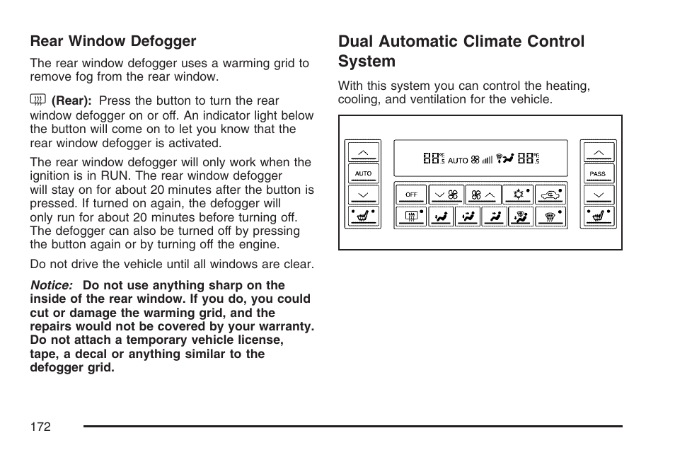 Dual automatic climate control system | Buick 2007 LaCrosse User Manual | Page 172 / 512