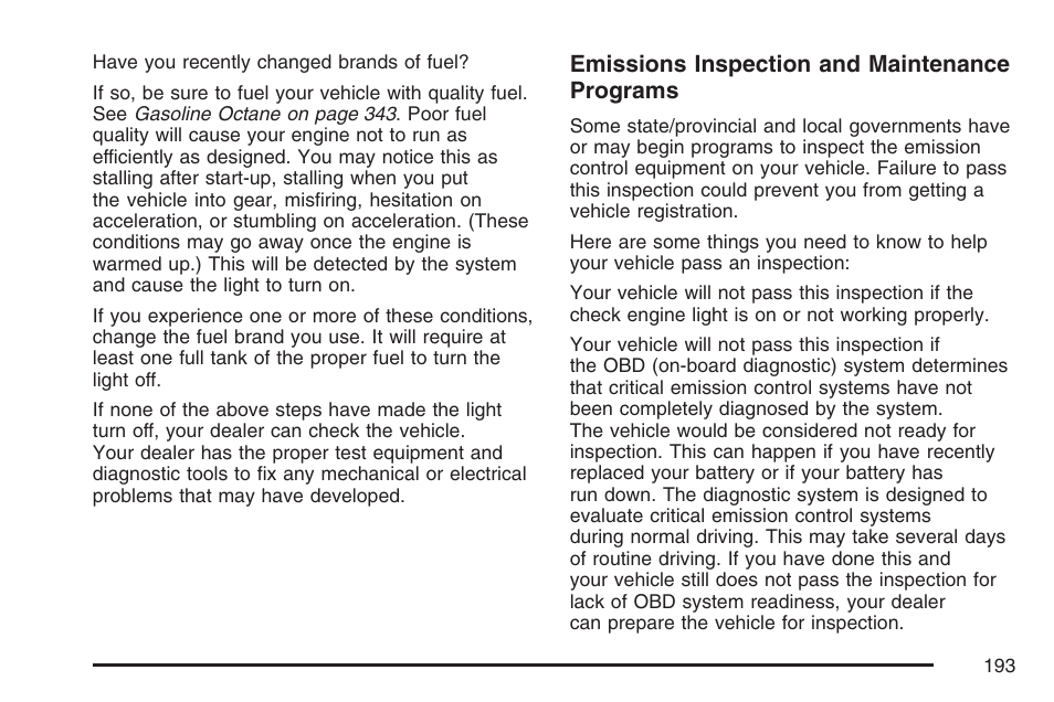 Emissions inspection and maintenance programs | Buick 2007 LaCrosse User Manual | Page 193 / 512