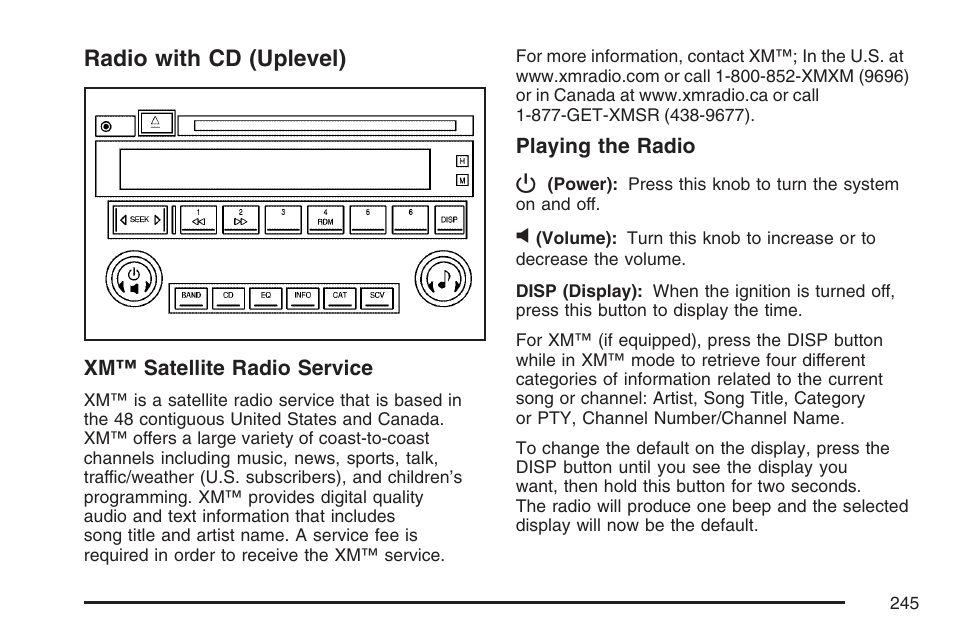 Radio with cd (uplevel) | Buick 2007 LaCrosse User Manual | Page 245 / 512