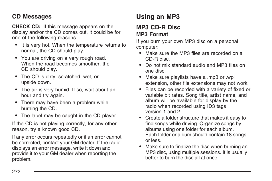 Using an mp3 | Buick 2007 LaCrosse User Manual | Page 272 / 512