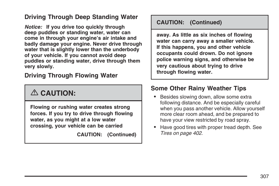 Caution | Buick 2007 LaCrosse User Manual | Page 307 / 512