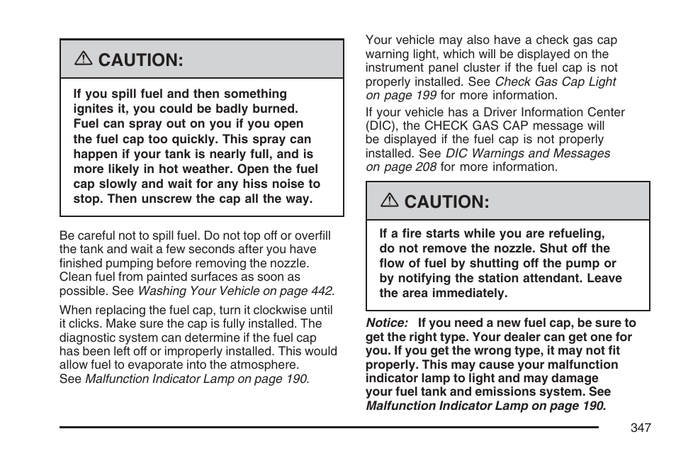 Caution | Buick 2007 LaCrosse User Manual | Page 347 / 512