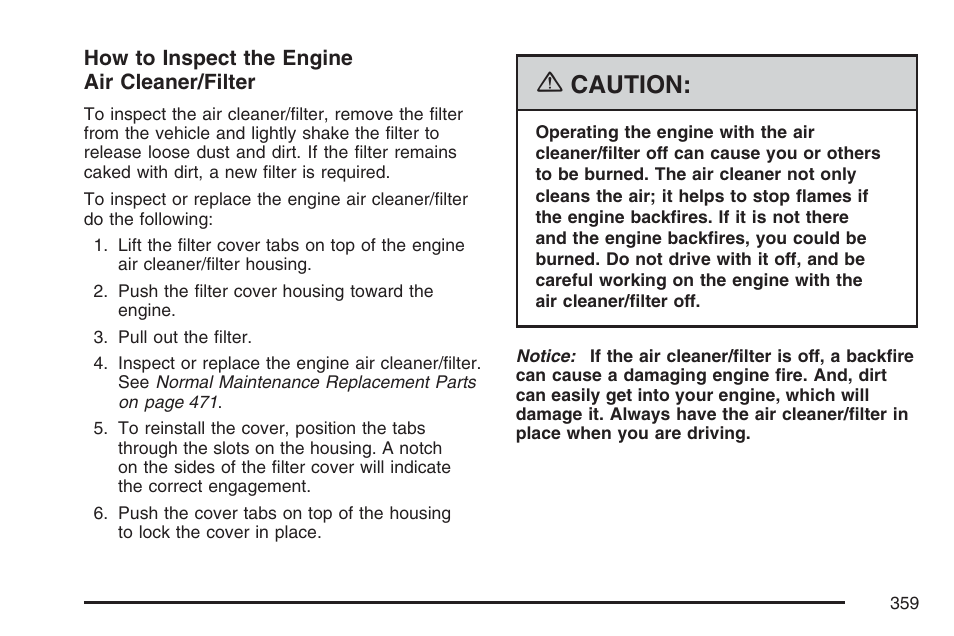 Caution | Buick 2007 LaCrosse User Manual | Page 359 / 512