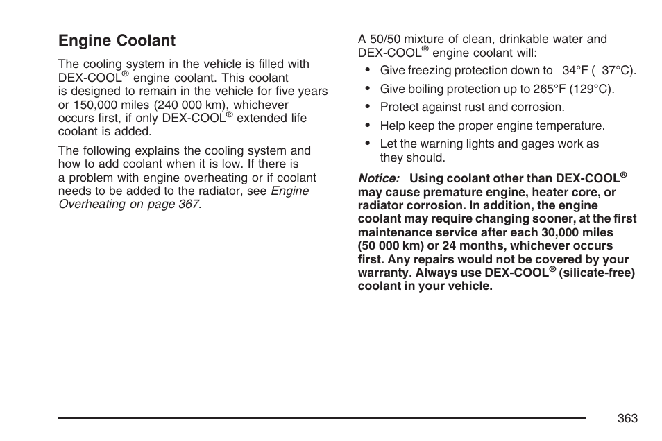 Engine coolant | Buick 2007 LaCrosse User Manual | Page 363 / 512