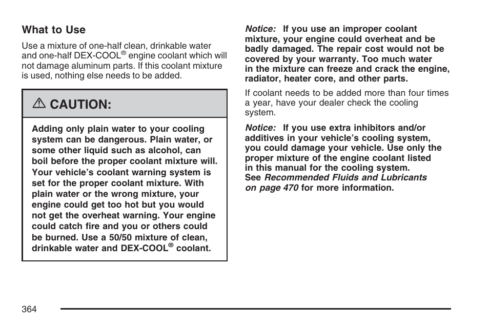 Caution | Buick 2007 LaCrosse User Manual | Page 364 / 512