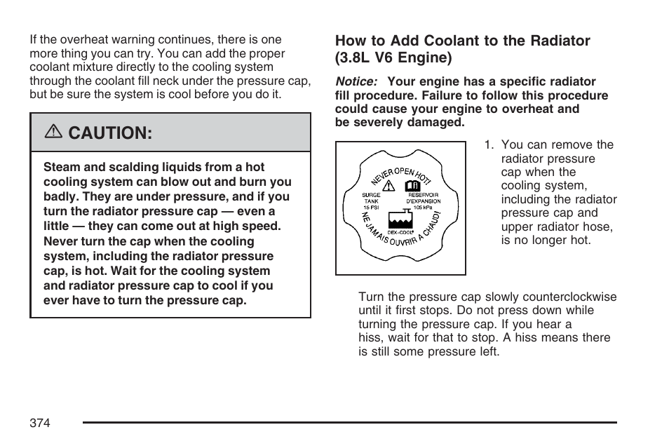 Caution | Buick 2007 LaCrosse User Manual | Page 374 / 512