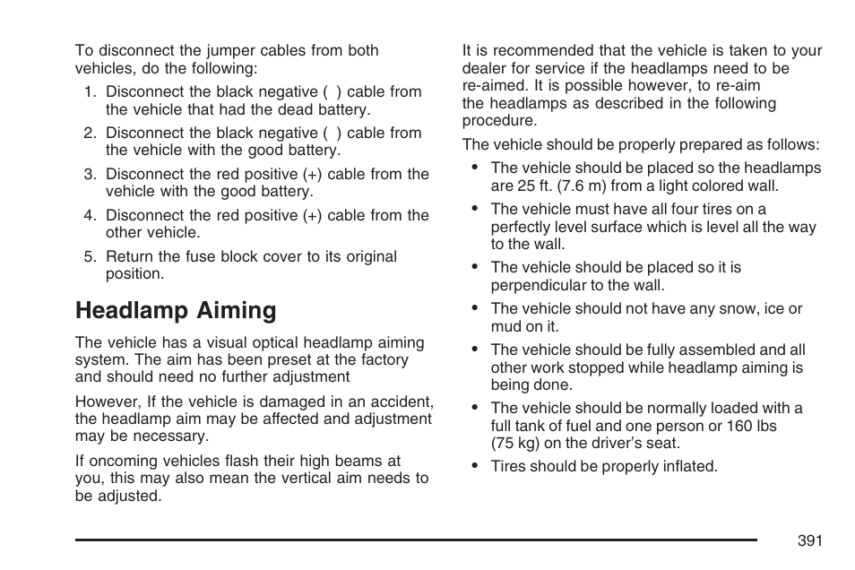 Headlamp aiming | Buick 2007 LaCrosse User Manual | Page 391 / 512