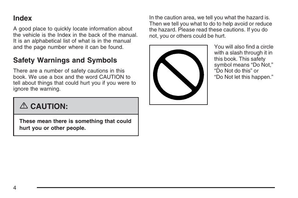 Caution | Buick 2007 LaCrosse User Manual | Page 4 / 512