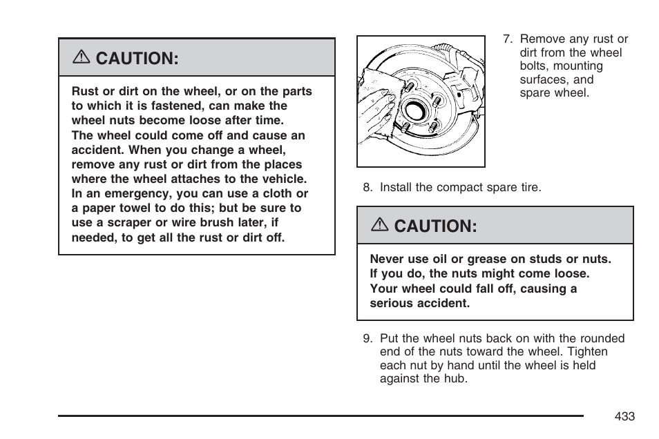 Caution | Buick 2007 LaCrosse User Manual | Page 433 / 512