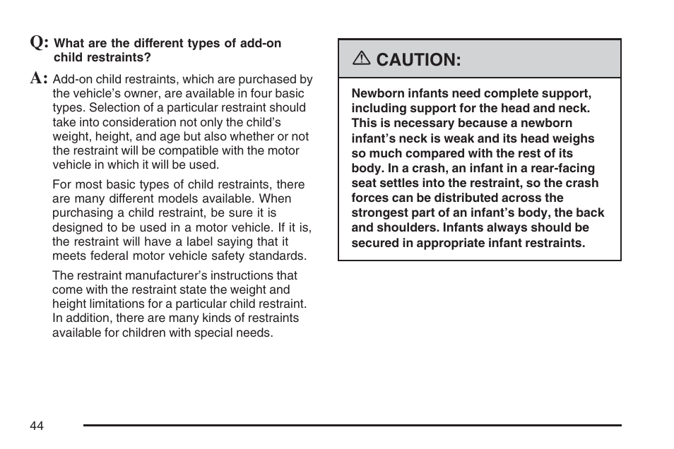 Caution | Buick 2007 LaCrosse User Manual | Page 44 / 512