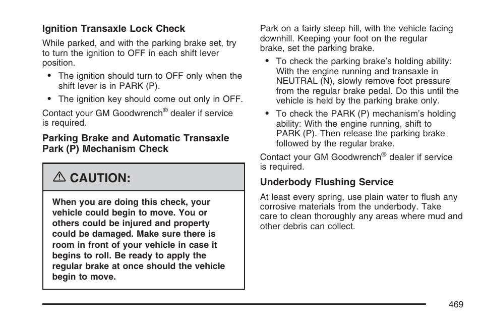 Caution | Buick 2007 LaCrosse User Manual | Page 469 / 512