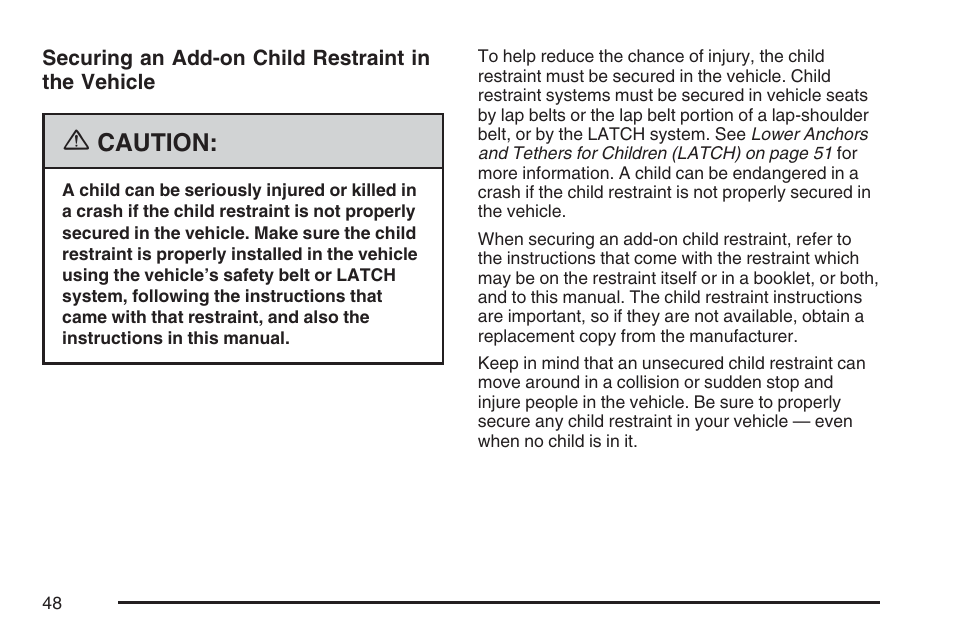 Caution | Buick 2007 LaCrosse User Manual | Page 48 / 512