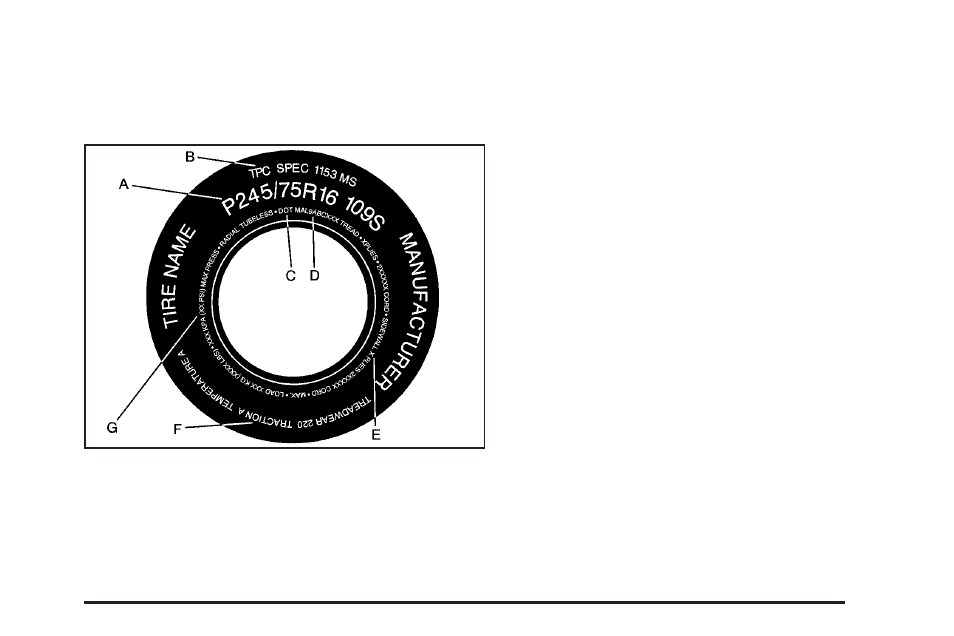 Tire sidewall labeling, Tire sidewall labeling -53 | Buick 2006 Rainier User Manual | Page 369 / 470