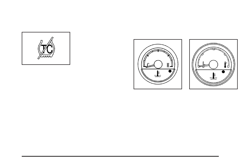 Traction control system (tcs) warning light, Engine coolant temperature gage | Buick 2005 Terraza User Manual | Page 169 / 428