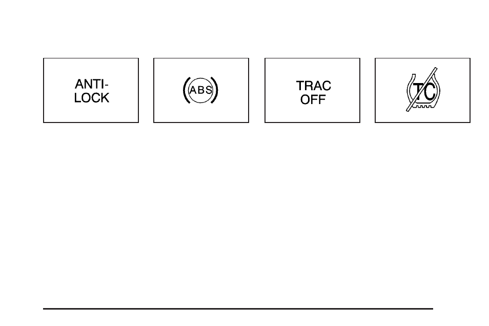 Anti-lock brake system warning light, Traction control system (tcs) warning light | Buick 2005 Rendezvous User Manual | Page 183 / 480