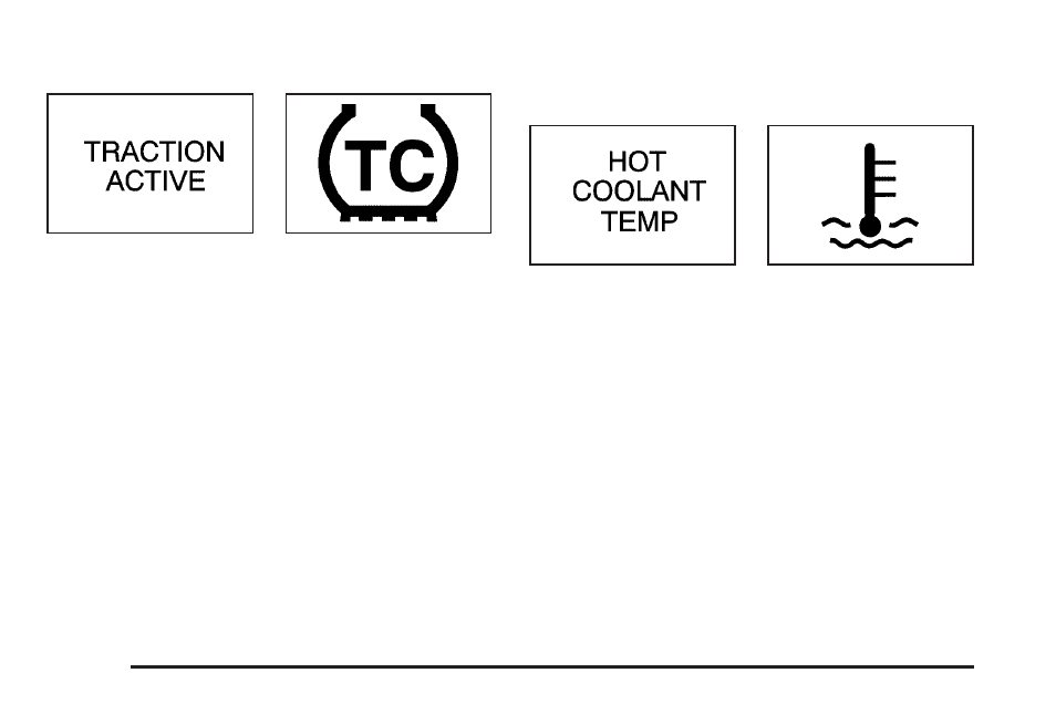 Traction active message, Engine coolant temperature warning message, Message -52 | Buick 2005 Rendezvous User Manual | Page 190 / 480