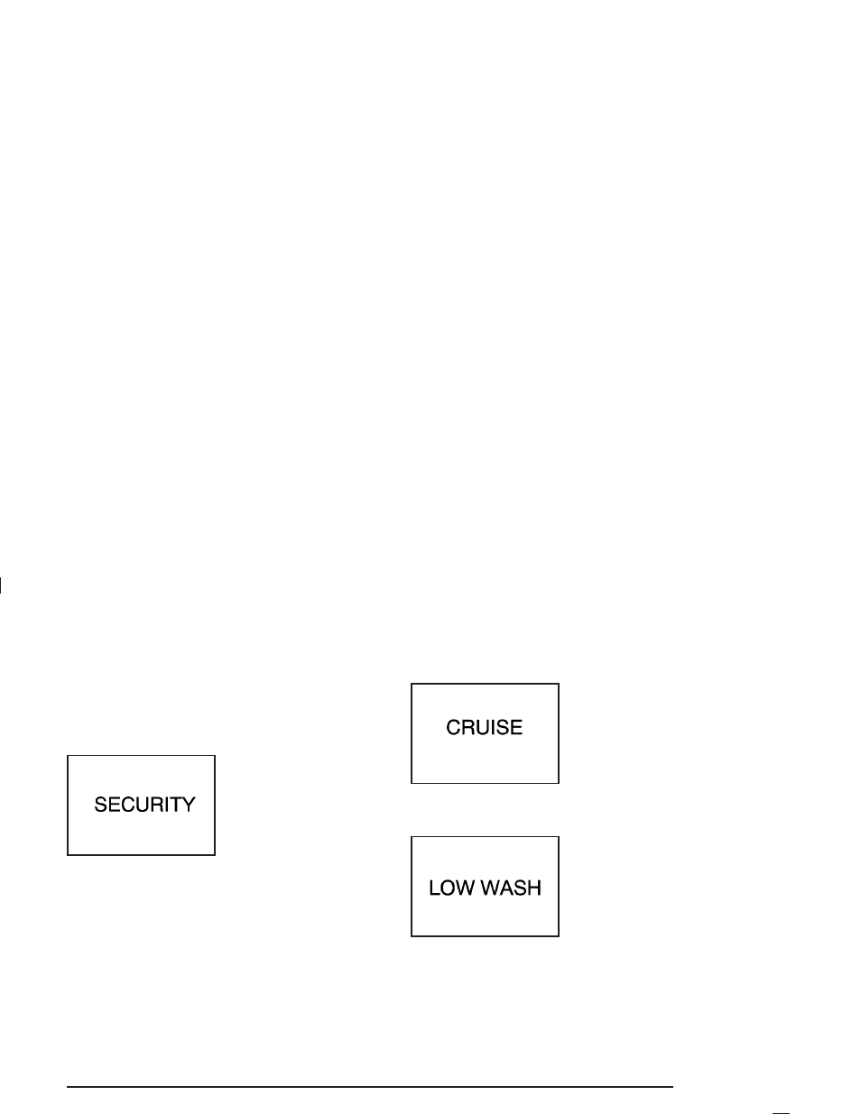 Security light, Cruise control light, Low washer fluid warning light | Buick 2005 Century User Manual | Page 141 / 348