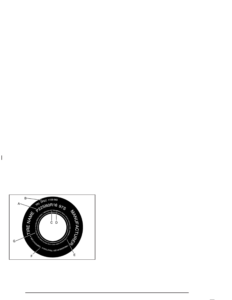 Tire sidewall labelling, Tire sidewall labelling -54 | Buick 2005 Century User Manual | Page 264 / 348