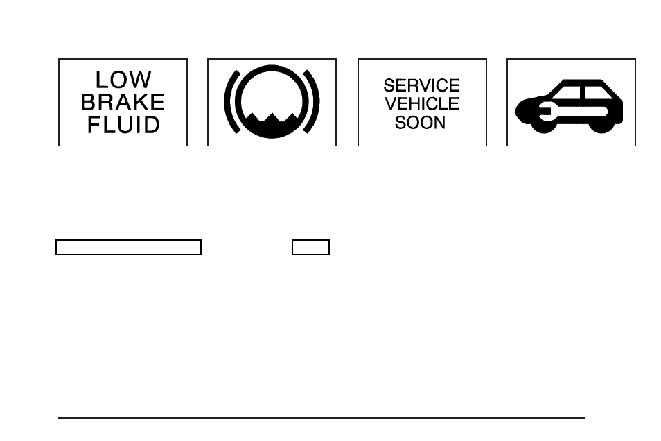 Low brake fluid warning message, Service vehicle soon message, Low brake fluid warning message -57 | Service vehicle soon message -57 | Buick 2004 Rendezvous User Manual | Page 197 / 486