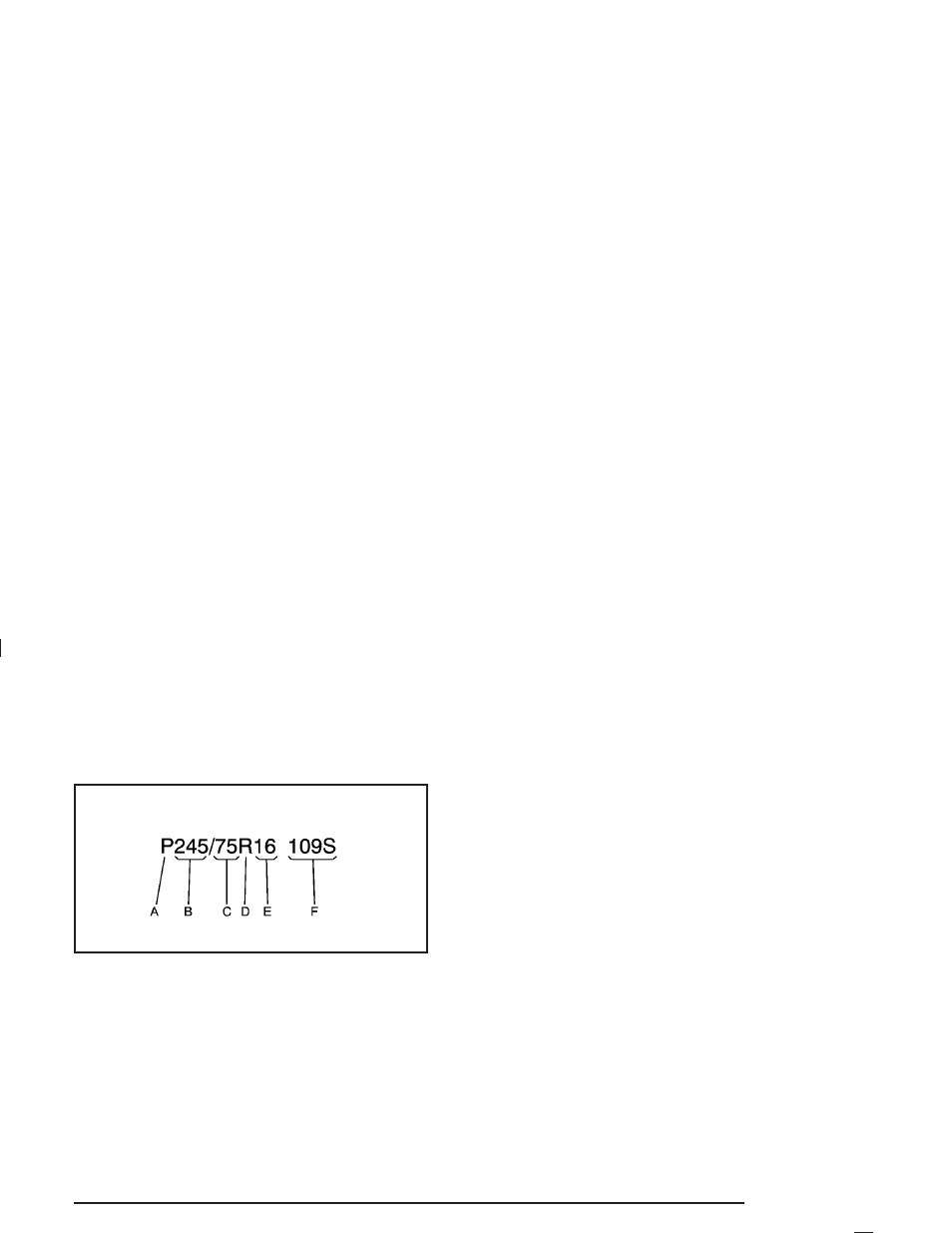 Tire size | Buick 2004 Rainier User Manual | Page 351 / 452