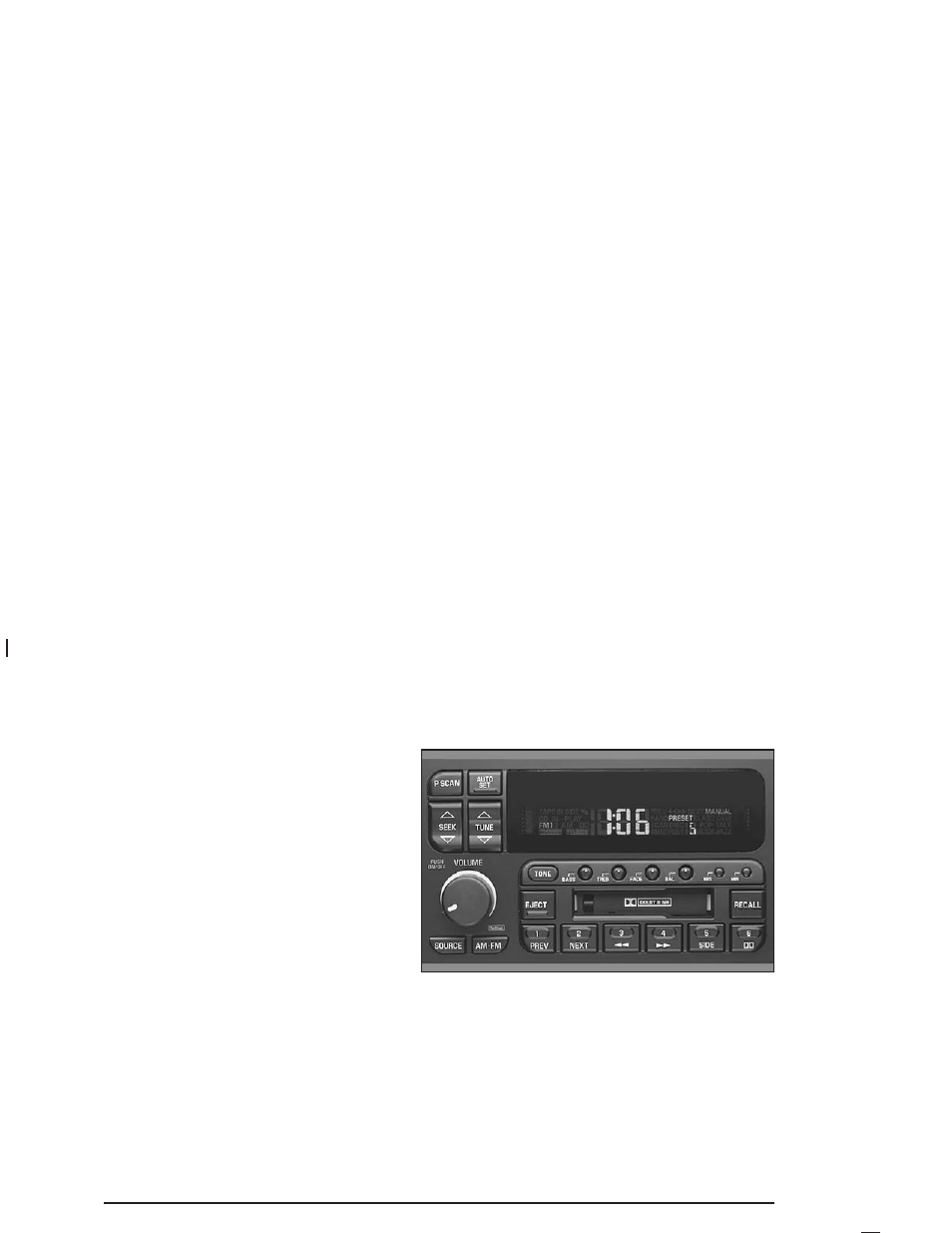 Setting the time, Radio with cassette, Setting the time -58 radio with cassette -58 | Buick 2004 Park Avenue User Manual | Page 176 / 410