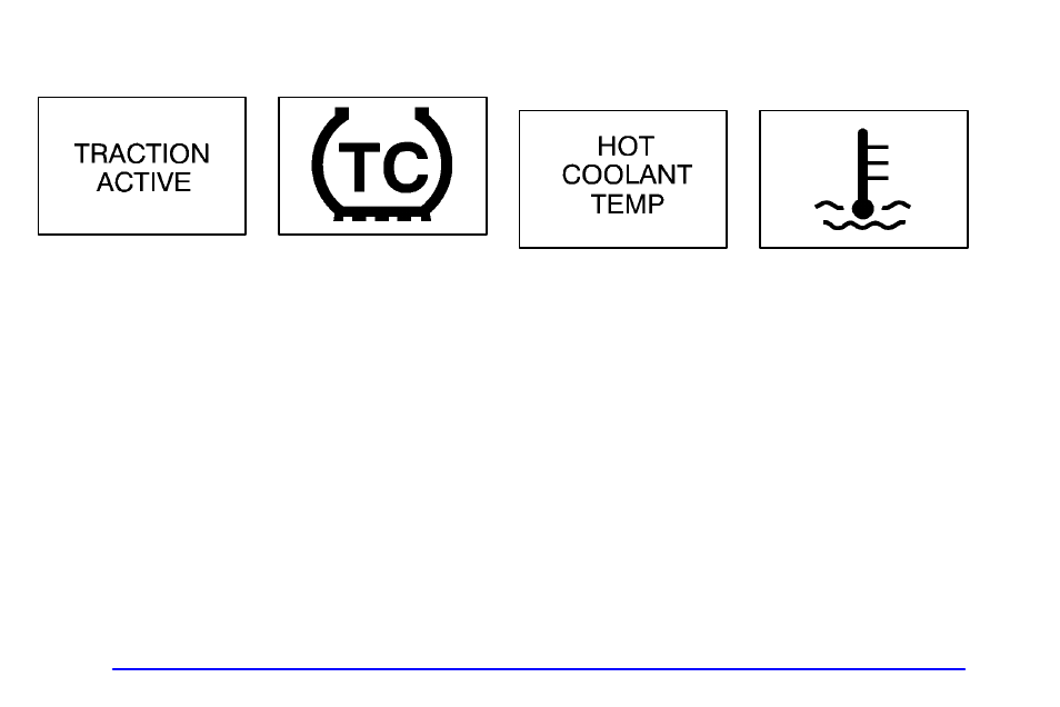 Traction active message (option), Engine coolant temperature warning message | Buick 2002 Rendezvous User Manual | Page 188 / 455