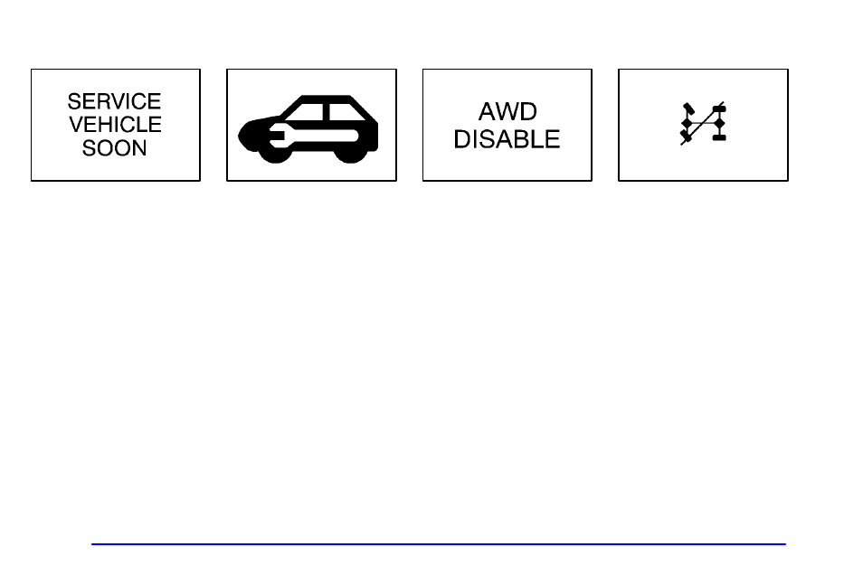 Service vehicle soon message, Awd disable warning message (option) | Buick 2002 Rendezvous User Manual | Page 194 / 455