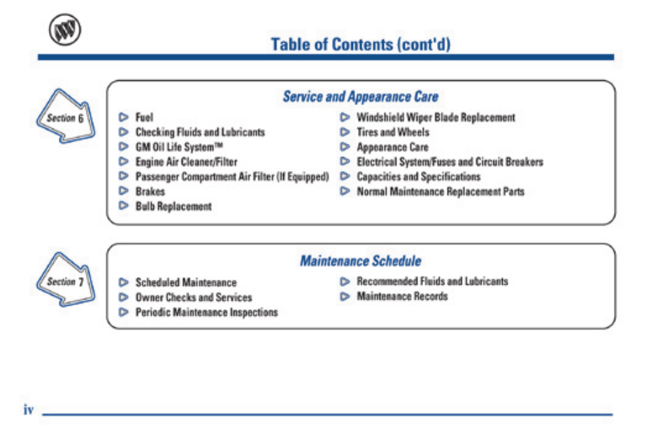 Service and appearance care, Maintenance schedule | Buick 2002 Rendezvous User Manual | Page 6 / 455