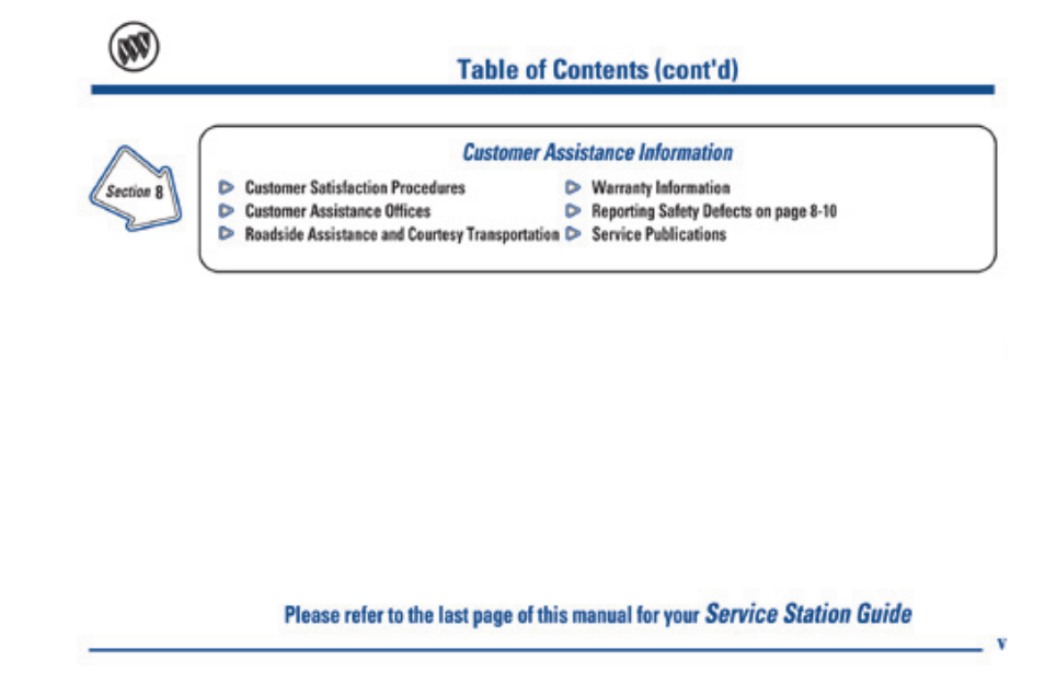 Customer assistance information | Buick 2002 Rendezvous User Manual | Page 7 / 455