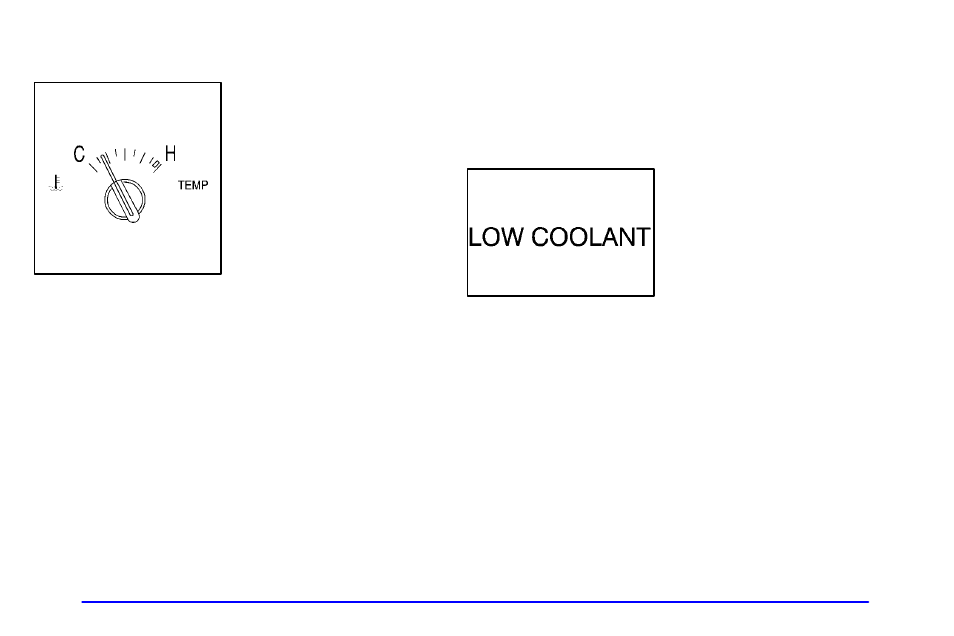 Engine coolant temperature gage, Low coolant warning light | Buick 2001 Century User Manual | Page 138 / 351